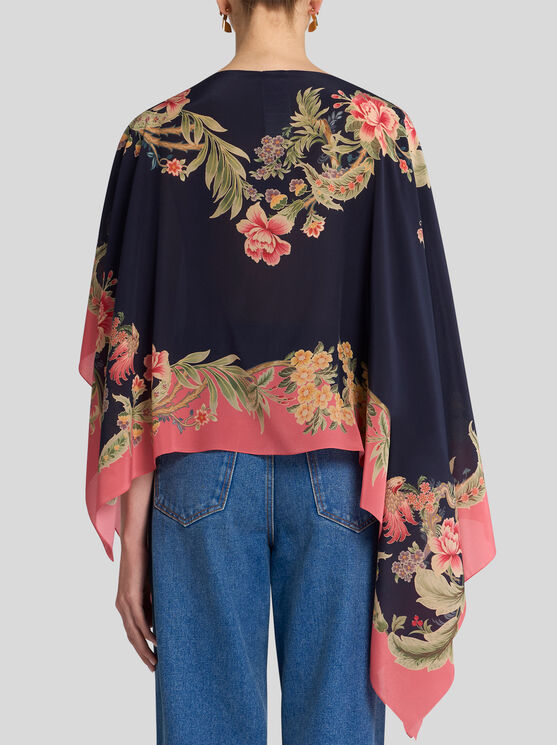 ETRO PRINTED SILK PONCHO 