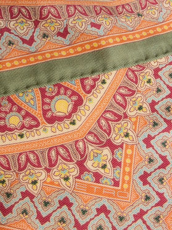 Etro , Wool And Silk Shawl With Placed Print, Woman, Burgundy In Burgundy