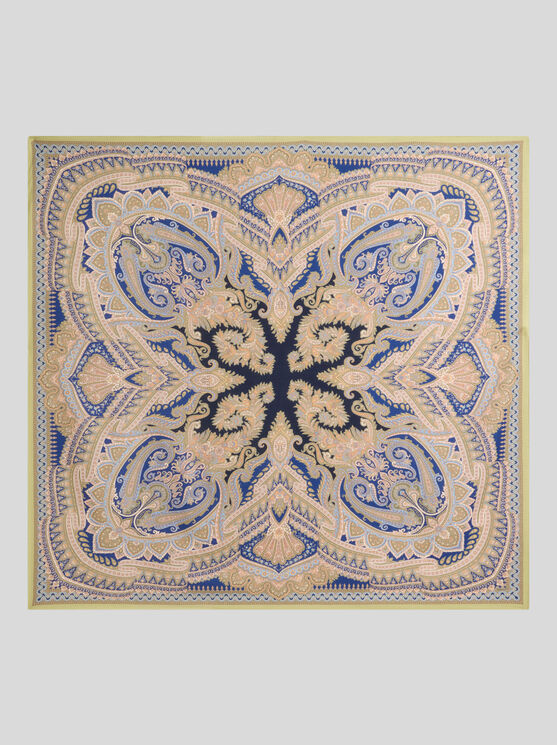 Etro , Wool And Silk Shawl With Placed Print, Woman, Green