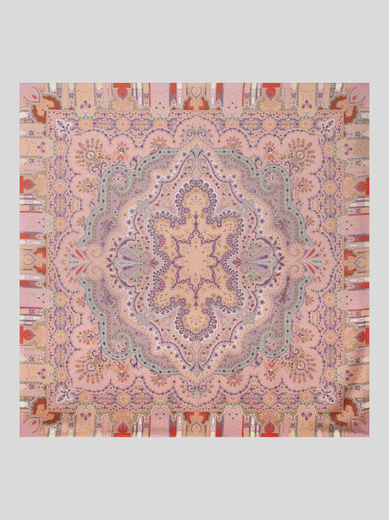 Etro , Schultertuch Aus Wolle Und Seide Mit Platziertem Print, Damen, Rosa In Multi