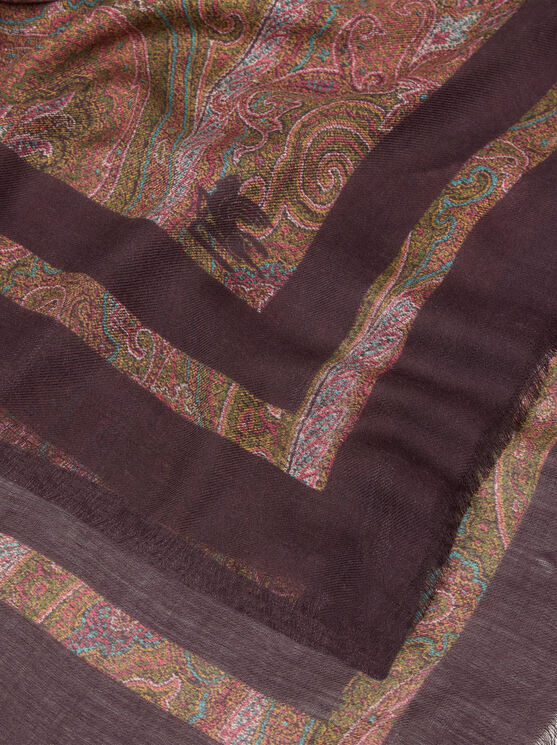 Etro , Floral Paisley Cashmere Shawl, Woman, Brown In Brown