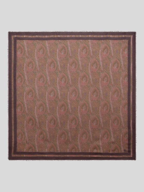 Etro , Floral Paisley Cashmere Shawl, Woman, Brown In Brown