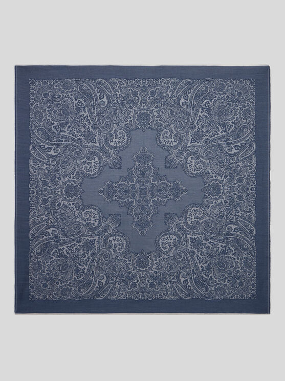 Etro Paisley Jacquard Shawl In Blue