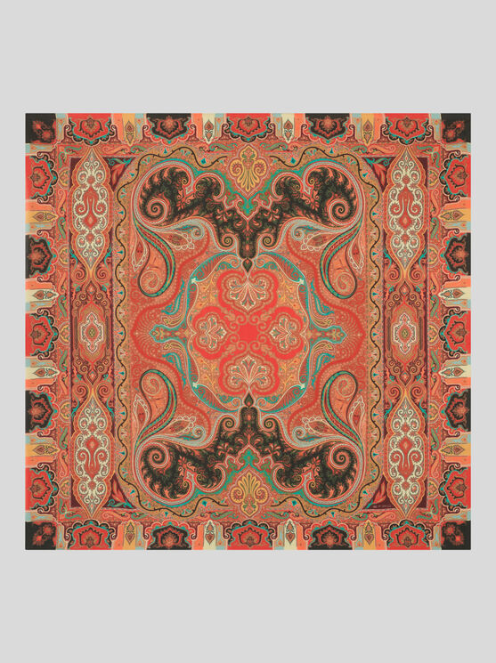 Etro Printed Cashmere And Silk Shawl In Red