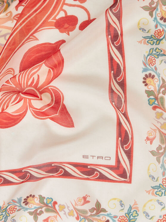 Shop Etro Cotton And Silk Shawl With Print In Red