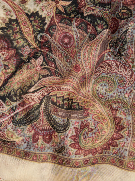 Shop Etro Printed Cashmere Shawl In Beige