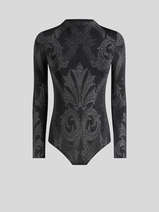 Shop Etro Metallic Jacquard Bodysuit In Black