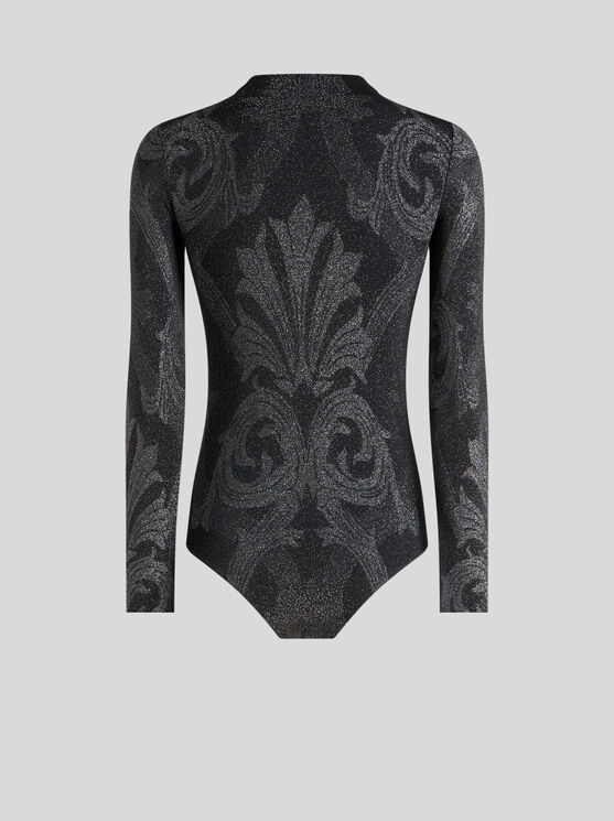 Shop Etro Metallic Jacquard Bodysuit In Black