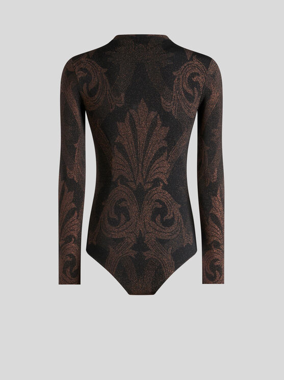 Shop Etro Metallic Jacquard Bodysuit In Black