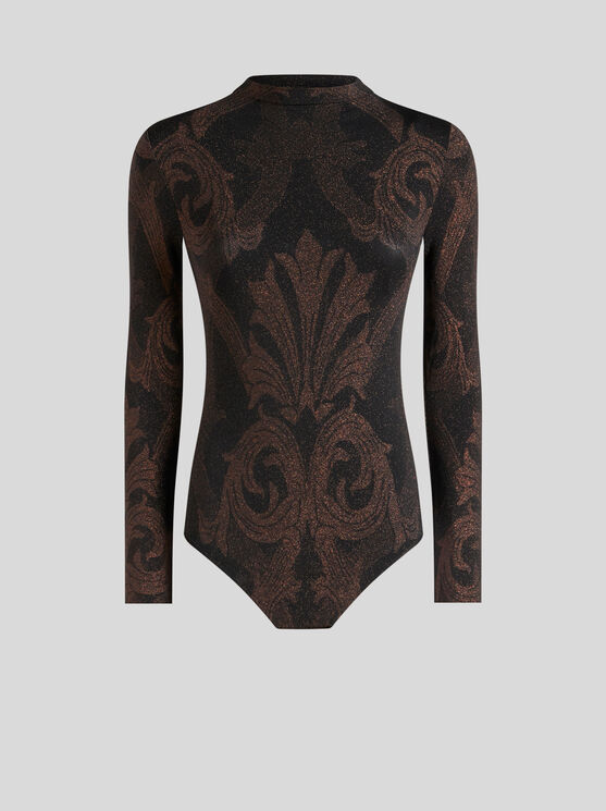 Etro Metallic Jacquard Bodysuit In Black