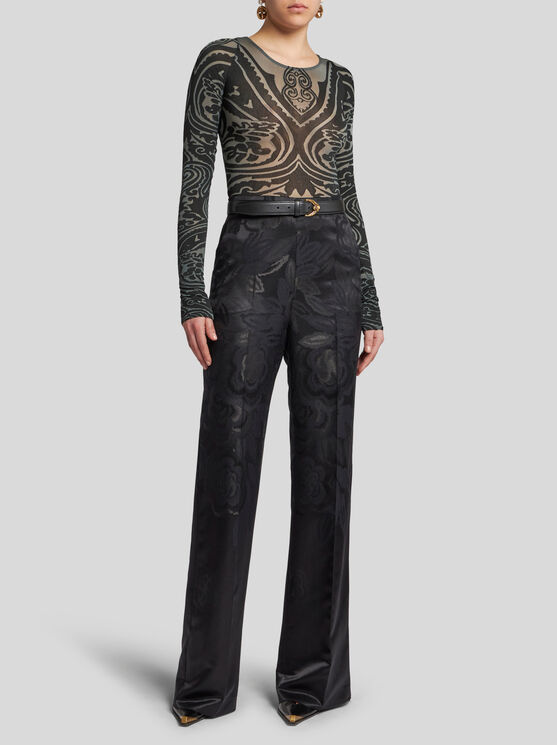 Shop Etro Paisley Tattoo Bodysuit In Black