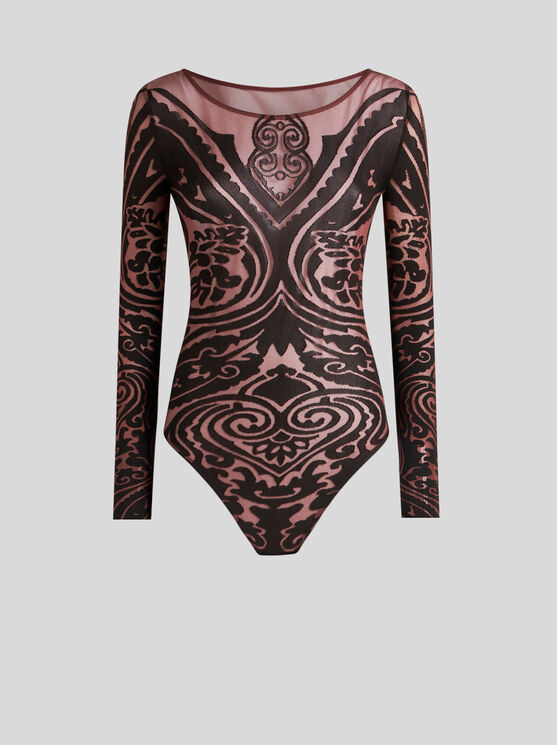 Shop Etro Paisley Tattoo Bodysuit In Black