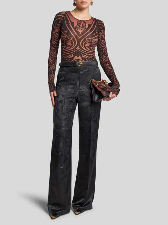 Shop Etro Paisley Tattoo Bodysuit In Black