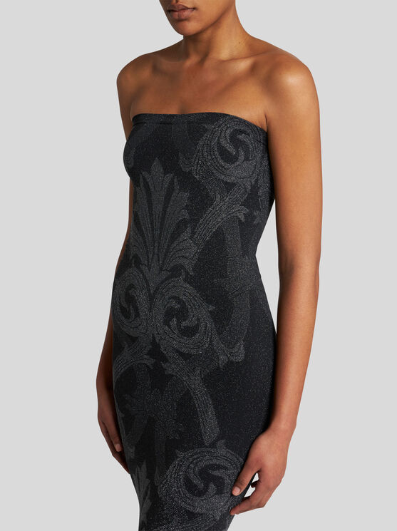 Shop Etro Metallic Jacquard Dress In Black