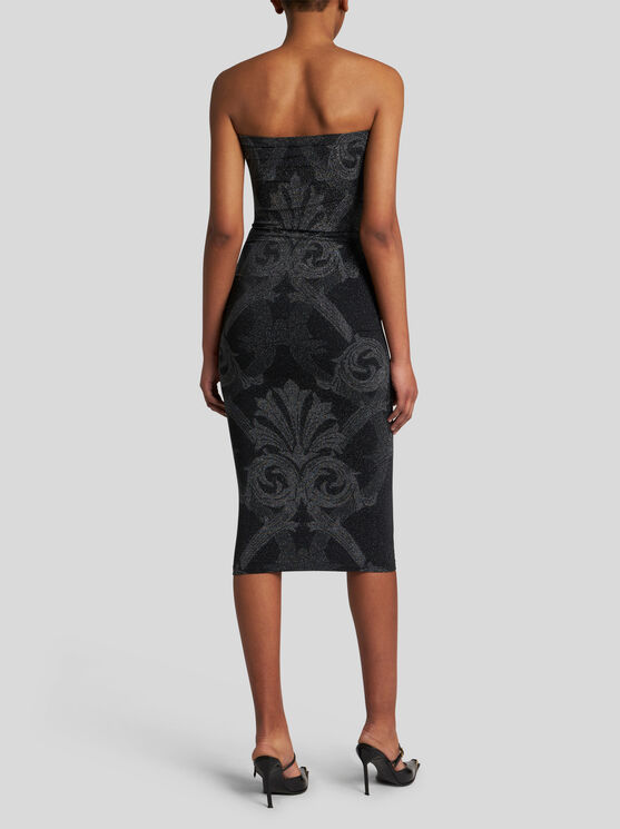 Shop Etro Metallic Jacquard Dress In Black