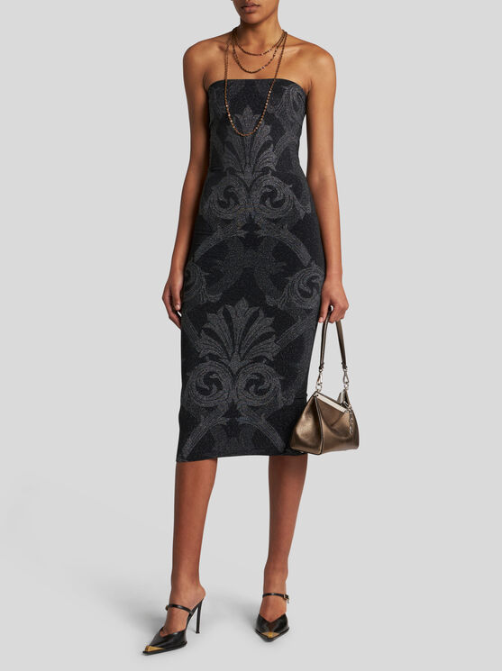 Shop Etro Metallic Jacquard Dress In Black