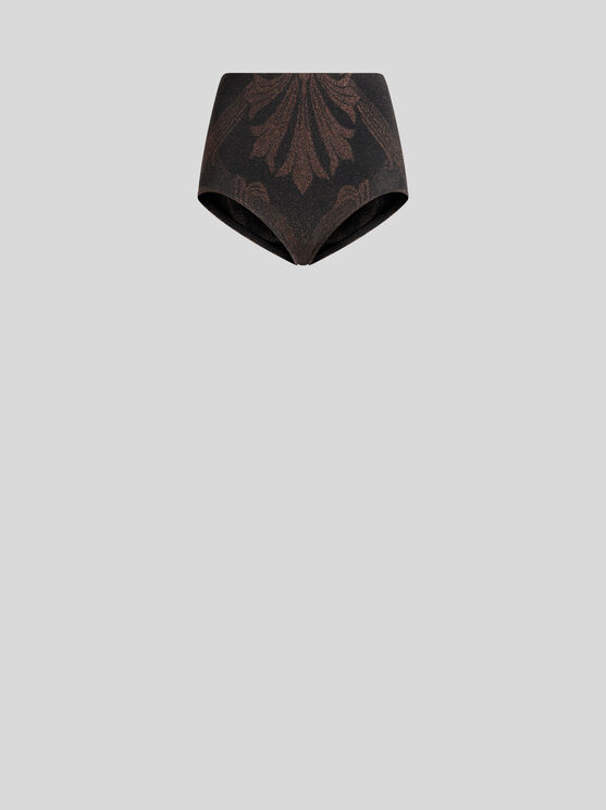 Etro Metallic Jacquard Shorts In Black