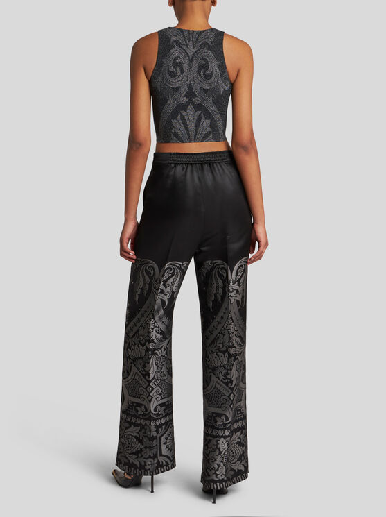 Shop Etro Metallic Jacquard Top In Black