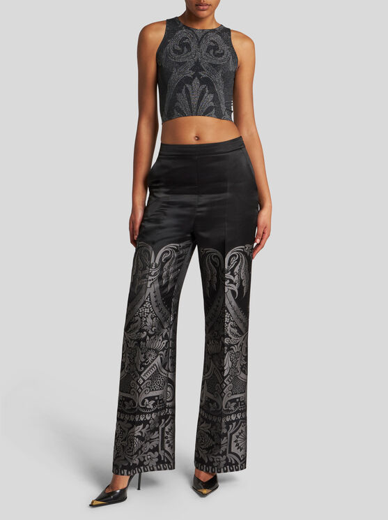 Shop Etro Metallic Jacquard Top In Black