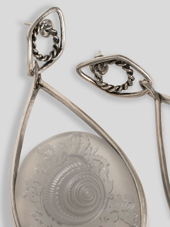 Etro Earrings With Cameo Shell In Silver