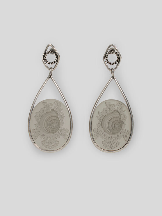 Etro Earrings With Cameo Shell In Silver