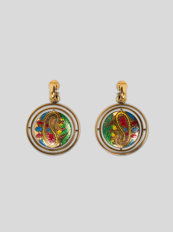 Etro Paisley Button Drop Earrings In Gold