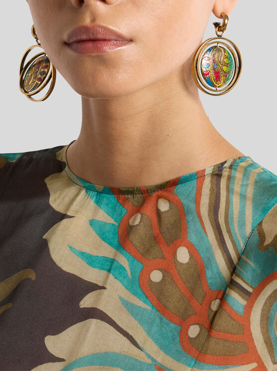 Etro Paisley Button Drop Earrings In Gold