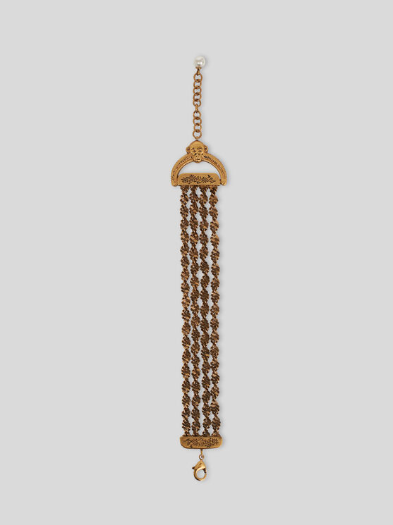 Shop Etro Woven Metal Bracelet In Gold