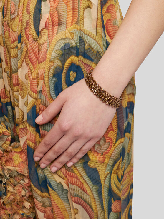 Shop Etro Woven Metal Bracelet In Gold