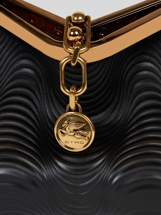 Etro Small Vela Bag With Wavy Motif In Black