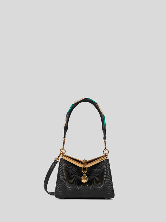 Etro Small Vela Bag With Wavy Motif In Black