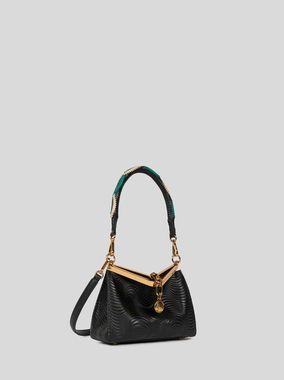 Etro Small Vela Bag With Wavy Motif In Black