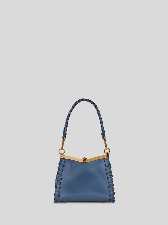 Shop Etro Mini Vela Bag With Thread Work In Light Blue