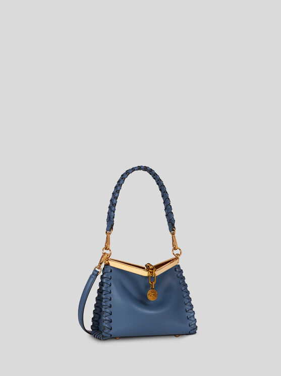 Shop Etro Mini Vela Bag With Thread Work In Light Blue