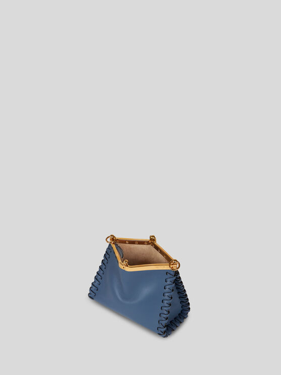 Shop Etro Mini Vela Bag With Thread Work In Light Blue