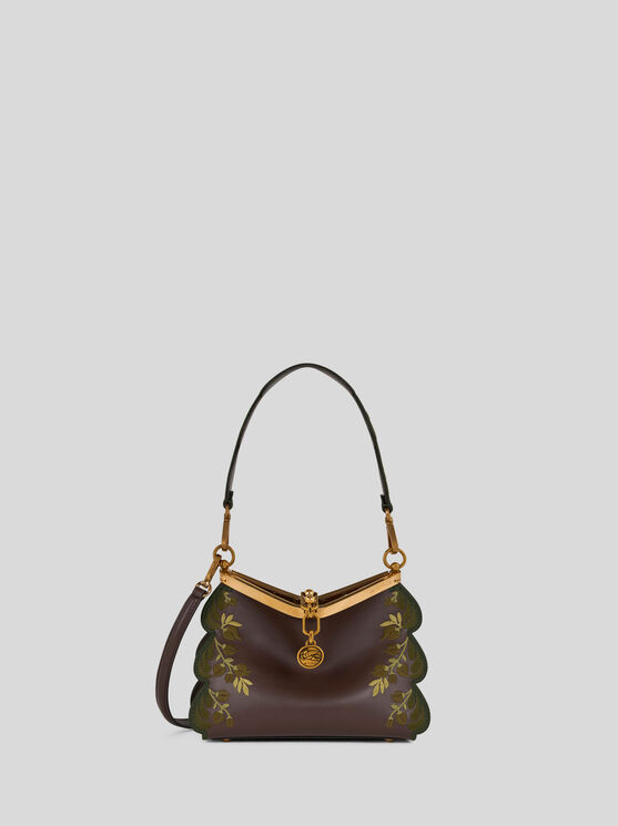 Shop Etro Small Vela Bag With Embroidery In Braun