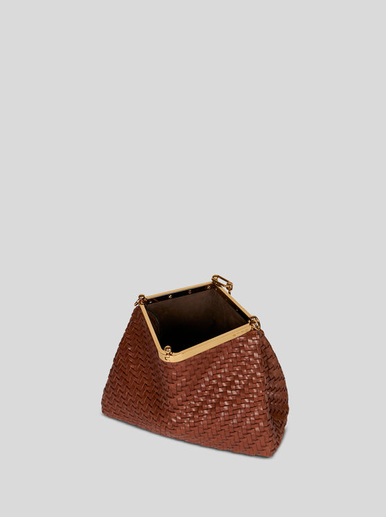 Shop Etro Medium Woven Vela Bag In Braun