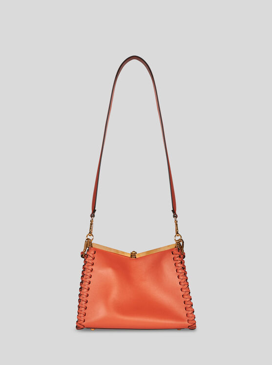 Shop Etro Medium Vela Bag With Thread Work In Orange