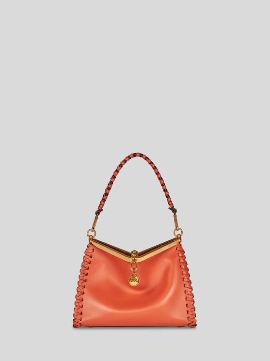 Shop Etro Medium Vela Bag With Thread Work In Orange