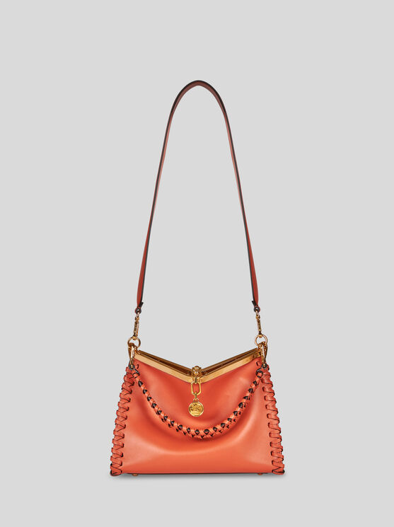 Shop Etro Medium Vela Bag With Thread Work In Orange