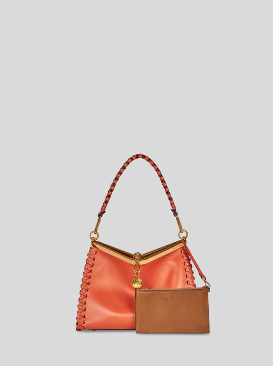 Shop Etro Medium Vela Bag With Thread Work In Orange