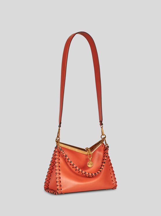 Shop Etro Medium Vela Bag With Thread Work In Orange