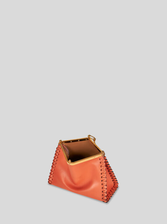 Shop Etro Medium Vela Bag With Thread Work In Orange