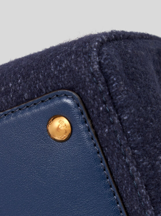 Shop Etro Medium Wool Vela Bag In Navy Blue