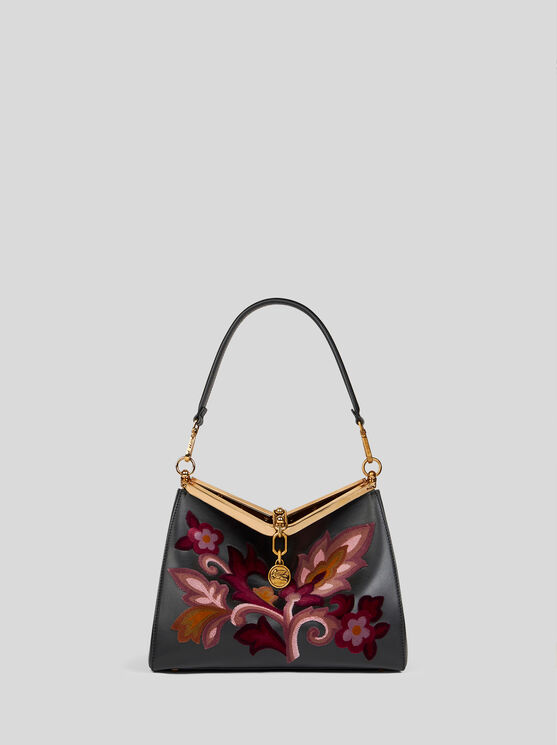 Shop Etro Mittelgrosse Vela-tasche Mit Stickerei In Schwarz