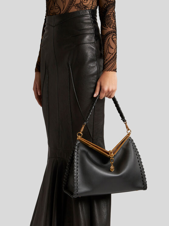 Shop Etro Large Vela Bag With Thread Work In Black