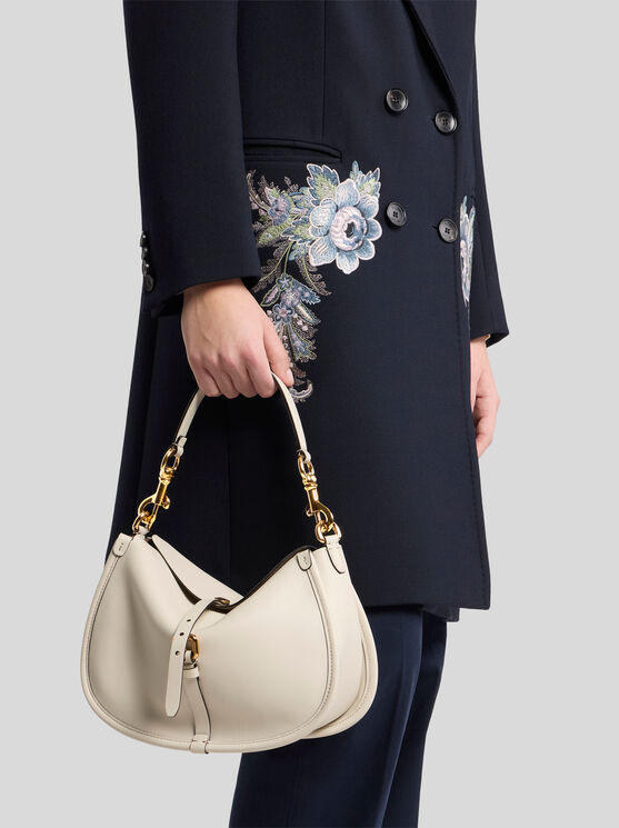 Etro , Medium Leather Pony Bag, Woman, White