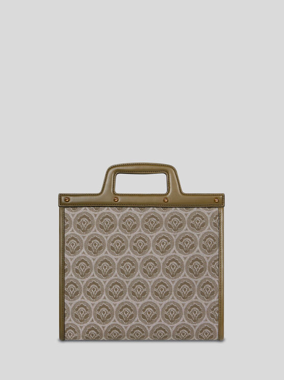 Shop Etro Medium Denim Jacquard Love Trotter Bag In Grey