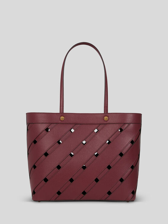 Shop Etro Medium Tote Bag With Cut-outs In Bordeaux