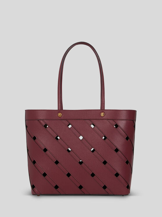 Shop Etro Medium Tote Bag With Cut-outs In Bordeaux